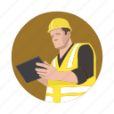 construction, worker, supervisor, tablet