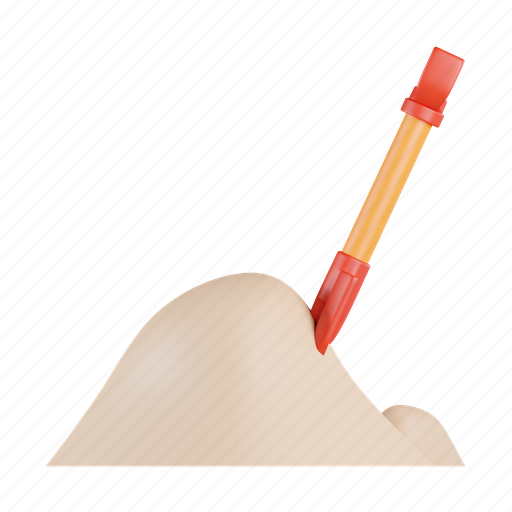 Sand, shovel, material, supply, equipment, element 3D illustration - Download on Iconfinder