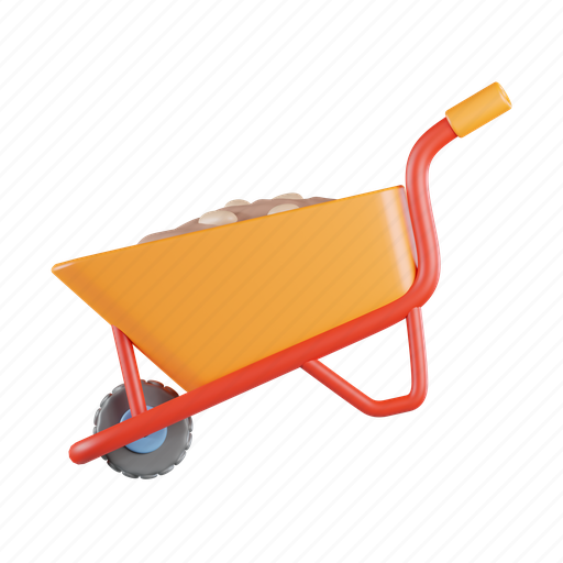 Wheelbarrow, construction, gear, tool, equipment, gardening, transport 3D illustration - Download on Iconfinder