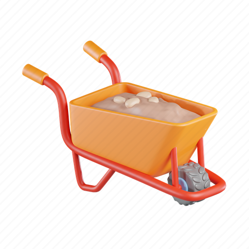 Wheelbarrow, construction, tool, garden equipment, utility, load, transport 3D illustration - Download on Iconfinder