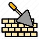 construction, build, industry, work, spade, brick, wall