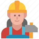 woman, worker, labor, avatar, construction, staff, user