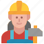 woman, worker, labor, avatar, construction, staff, user 