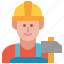 worker, man, labor, avatar, construction, staff, user 
