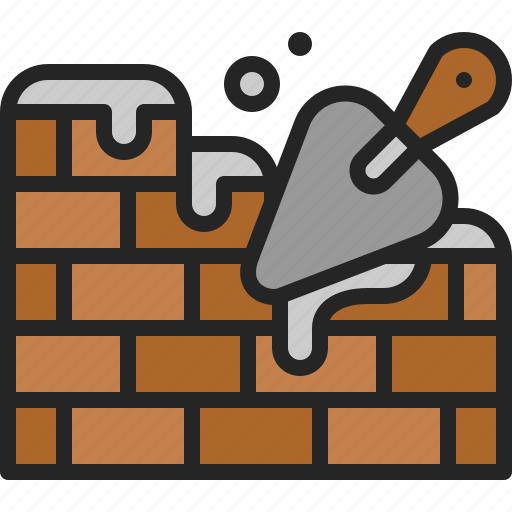 Bricklaying, masonry, brick, wall, trowel, construction, tool icon - Download on Iconfinder