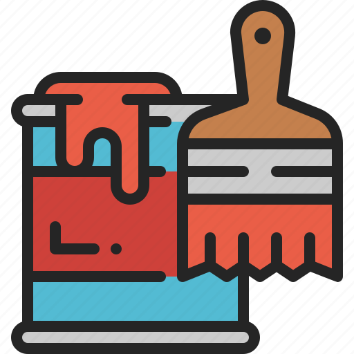 Paint, brush, tool, varnish, bucket, house, construction icon - Download on Iconfinder