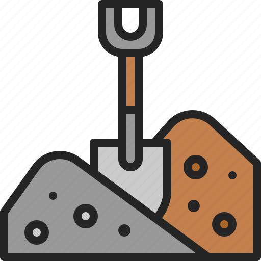 Pile, material, shovel, sand, construction, rock, element icon - Download on Iconfinder