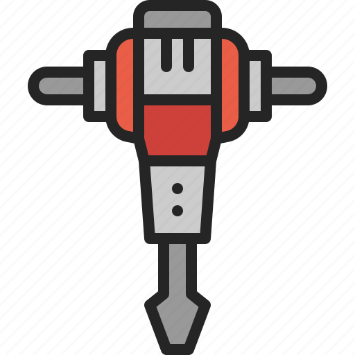 Road, drill, jackhammer, tool, construction, demolition, work icon - Download on Iconfinder