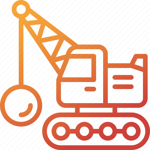 Wrecking, ball, crane, demolition, machinery, transportation, destruction icon - Download on Iconfinder