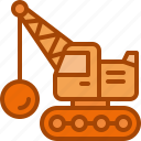 wrecking, ball, crane, demolition, machinery, transportation, destruction, construction