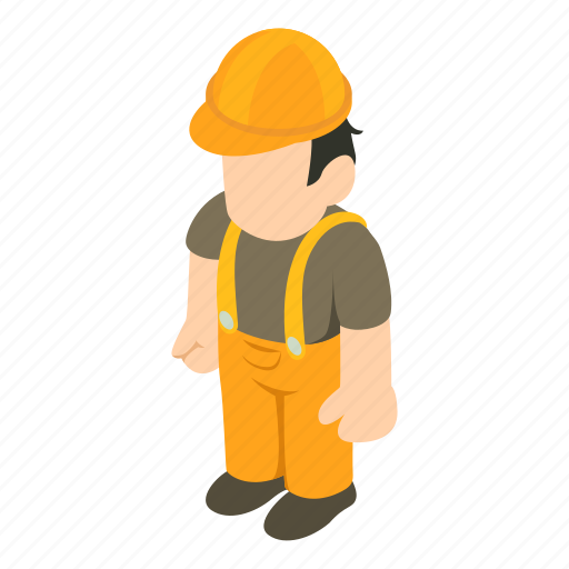 Builder, construction, isometric, man, object, person, worker icon - Download on Iconfinder