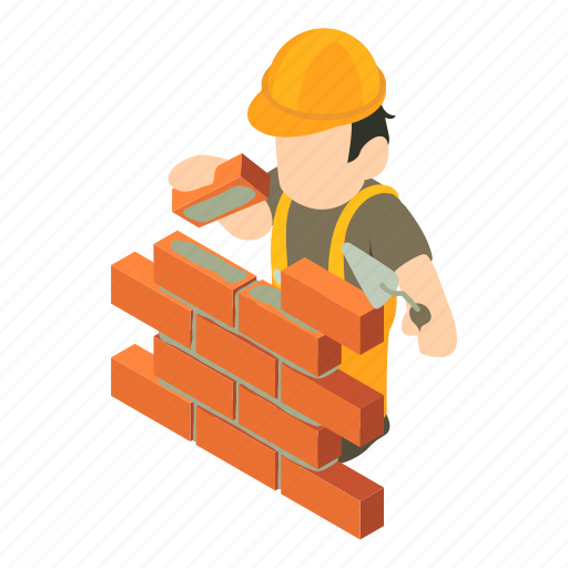 Builder, construction, industry, isometric, man, object, worker icon - Download on Iconfinder