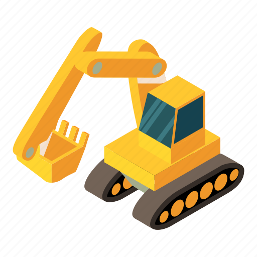 Digger, equipment, excavator, heavy, industry, isometric, object icon - Download on Iconfinder
