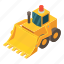bulldozer, digger, earth, equipment, excavator, isometric, object 