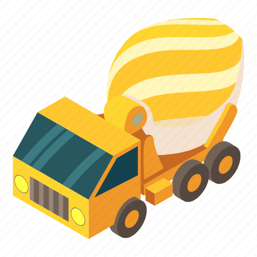 Cement, concrete, isometric, mixer, object, truck, vehicle icon - Download on Iconfinder