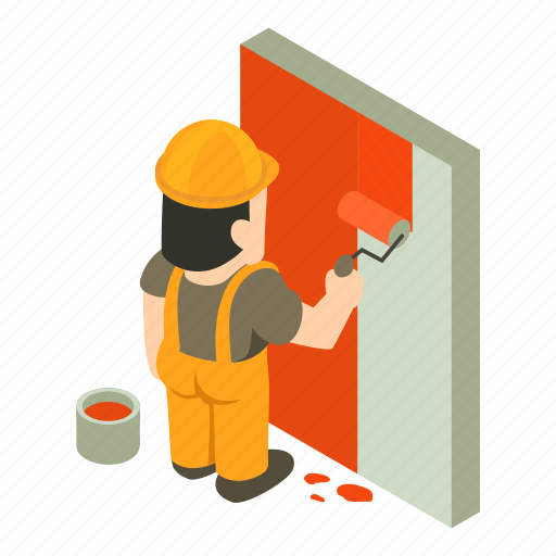 Builder, construction, isometric, man, object, painter, worker icon - Download on Iconfinder