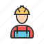 builder, construction, engineer, helmet, labor, man, worker 
