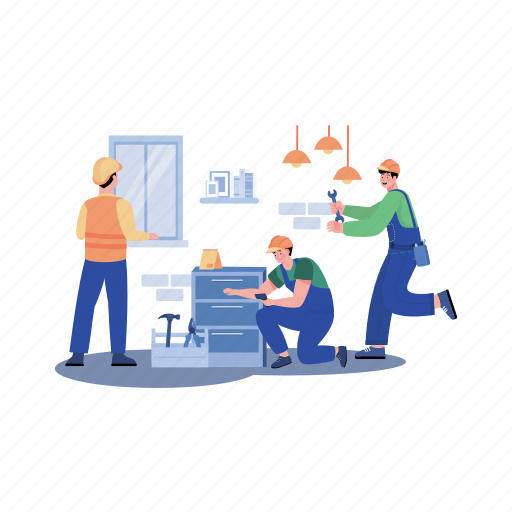 Worker, construction, project, structure, site, home, process illustration - Download on Iconfinder
