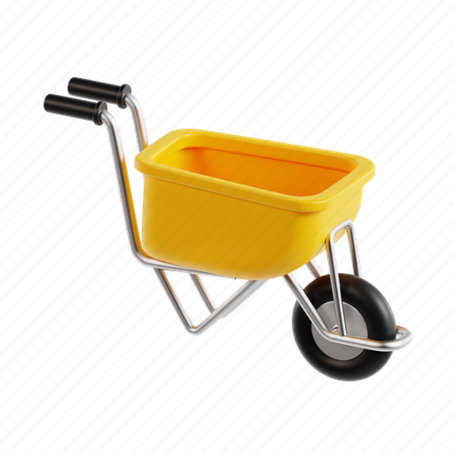 Construction wheelbarrow, wheelbarrow, trolley, construction, cart, tool, equipment 3D illustration - Download on Iconfinder