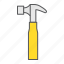 hammer, tool, repair, instrument, build, carpentry 