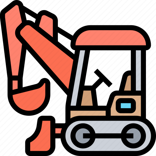 Compact, excavator, backhoe, tractor, construction icon - Download on Iconfinder