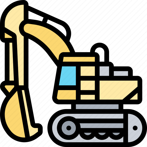 Excavator, digger, backhoe, machinery, construction icon - Download on Iconfinder