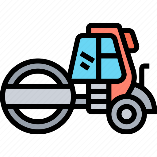 Steamroller, compactor, pavement, roadwork, construction icon - Download on Iconfinder