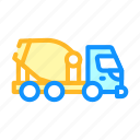 bulldozer, concrete, construction, mixer, truck, vehicle