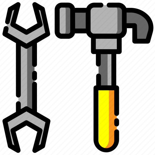 Building, construction, equipment, hammer, tool, tools, wrench icon - Download on Iconfinder
