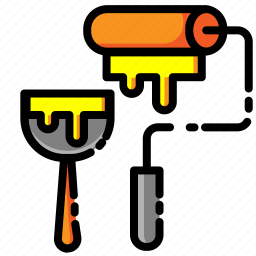 Brush, building, color, construction, paint, painting, roller icon - Download on Iconfinder