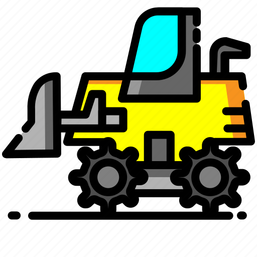 Bulldozer, construction, equipment, excavator, repair, transportation, vehicle icon - Download on Iconfinder