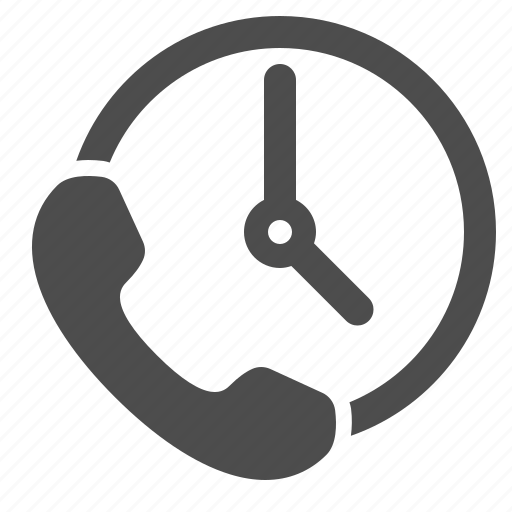 Call center, customer support, clock, handset, phone icon - Download on Iconfinder