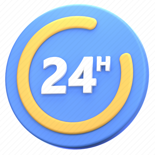 24 hours, 24 hours service, customer service, support, time 3D illustration - Download on Iconfinder