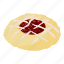 biscuit, cheesecake, delicious, isometric, logo, object, raspberry 