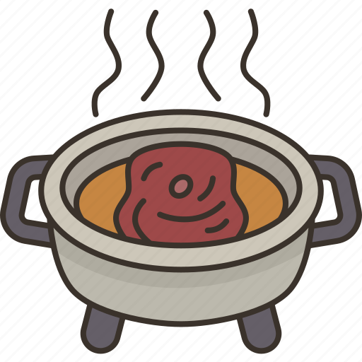 Braising, cooking, meat, pan, pot icon - Download on Iconfinder