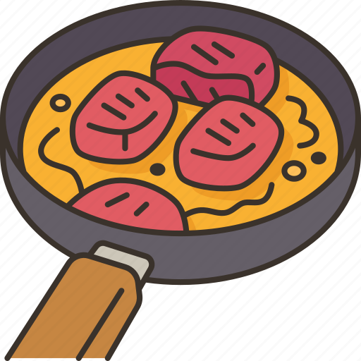 Searing, pan, meat, cooking, heat icon - Download on Iconfinder
