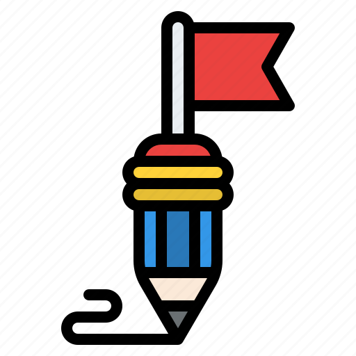 Pencil, flag, writing, copywriting icon - Download on Iconfinder