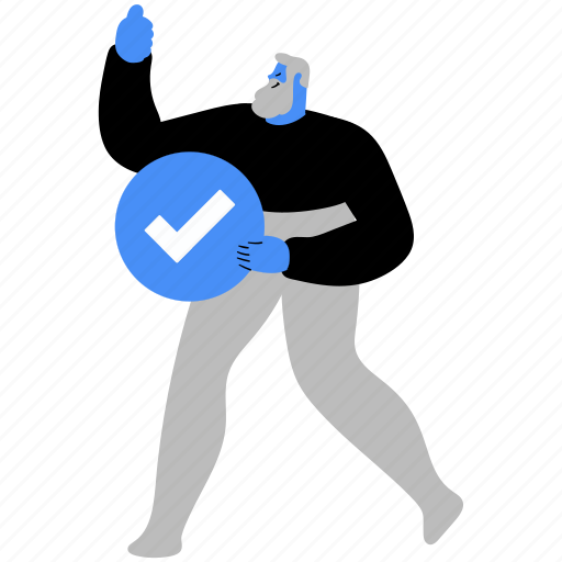 Security, confirm, approve, complete, checkmark, man, people illustration - Download on Iconfinder