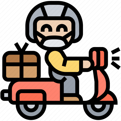 Courier, services, delivery, scooter, mailman icon - Download on Iconfinder