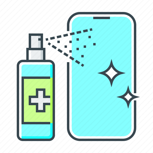 Clean, disinfection, phone, antibacterial, antivirus, spray icon - Download on Iconfinder