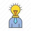 business man, creative, idea, light bulb, think