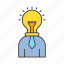 business man, creative, idea, light bulb, think 