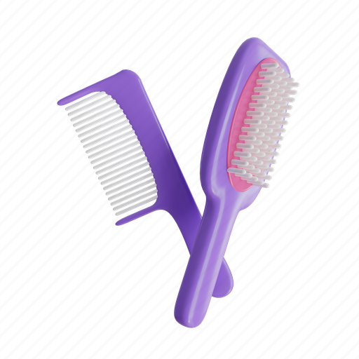 Hair, comb2, woman, care, female, beauty, comb 3D illustration - Download on Iconfinder