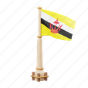 brunei, flag, national, sign, country flag, marker, flag icon, flag 3d, country