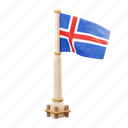 iceland, flag, national, sign, country flag, marker, flag icon, flag 3d, country