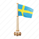 sweden, flag, national, sign, country flag, marker, flag icon, flag 3d, country