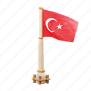 turkey, flag, national, sign, country flag, marker, flag icon, flag 3d, country