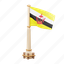 brunei, flag, national, sign, country flag, marker, flag icon, flag 3d, country 