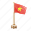 vietnam, flag, national, sign, country flag, marker, flag icon, flag 3d, country 