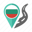 bulgaria, country, flag, location, nation, navigation, pin